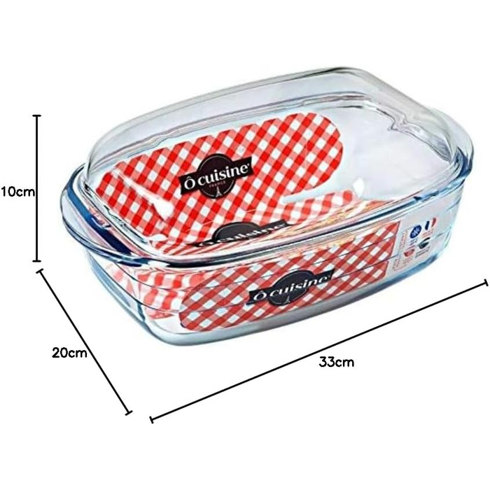 Ôcuisine прямокутна каструля 3,0 л, скляна, прозора, 6,48 см
