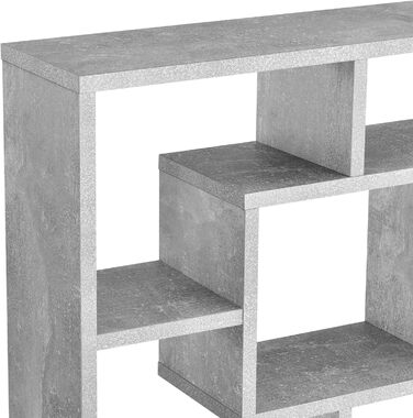 Настінна полиця en.casa Saputit 85x16x48 см, 8 секцій, книжкова полиця, підвісна, для офісу, у стилі ретро, сірий бетон