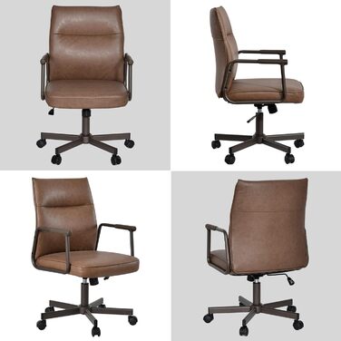 Офісне крісло Duhome з регулюванням висоти, поворот на 360°, матеріал PVC, для офісу, вітальні, спальні, коричневе