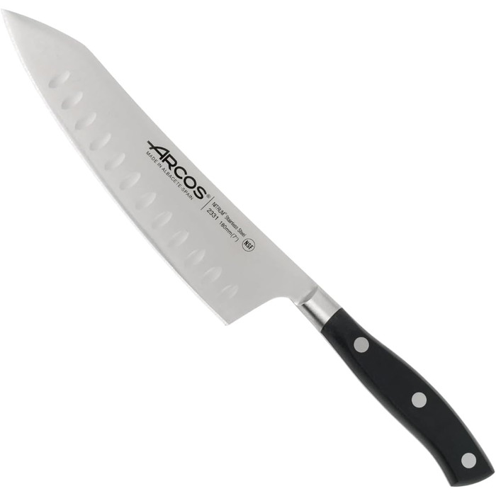 Ніж Arcos Riviera Santoku 180 мм з нержавіючої сталі з ручкою з POM - чорний