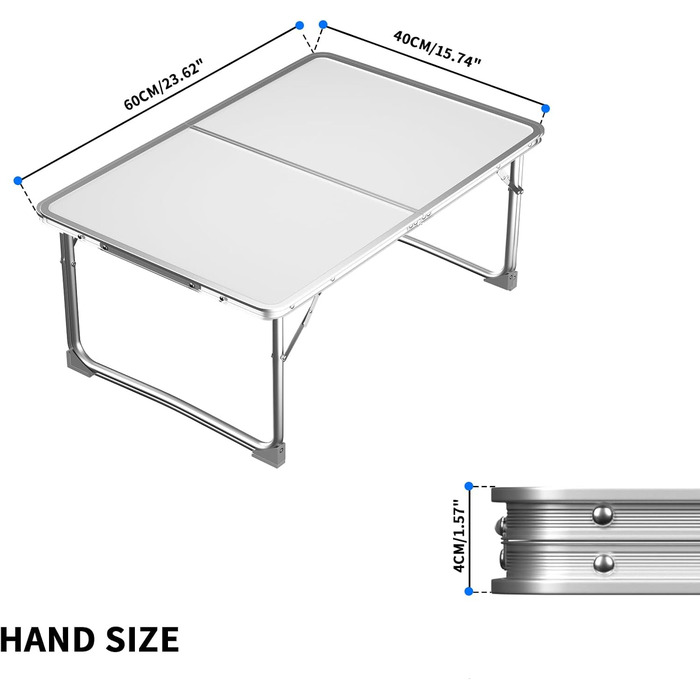 Складний алюмінієвий стіл для пікніка, саду, кемпінгу 120x60x70 см (білий) - регульована висота, легкий, для вечірок та грилю
