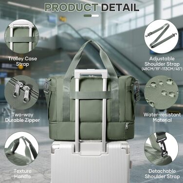 Спортивна сумка для подорожей Easyjet 45x36x20, водонепроникна, з відділенням для взуття, для фітнесу, подорожей та лікарні (L2-Зелений, A04-Армійський зелений)