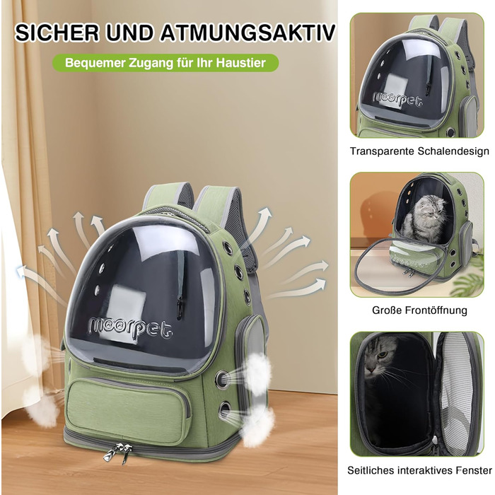Рюкзак-переноска для котів та собак ALLSOPETS Bubble, зелений, до 7.5 кг