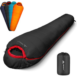 Спальний мішок Forceatt -10°C~15°C, 4 сезони, зимовий для дорослих, водонепроникний, ультралегкий, для кемпінгу, подорожей, туризму та відпочинку. Кольори: синій, чорний.