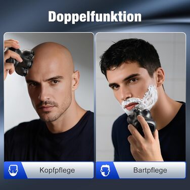 Електрична бритва для гоління голови Glatzen 7D Bold – професійна бритва для лисих, водонепроникна, з акумулятором Type-C, 2 режими, синя