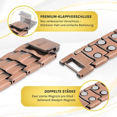 Магнітний браслет MagnetRX® для чоловіків з чистої міді - Браслет для магнітної терапії, ідеальний при артриті та синдромі карпального тунелю - З інструментом для регулювання розміру (Classic Style)