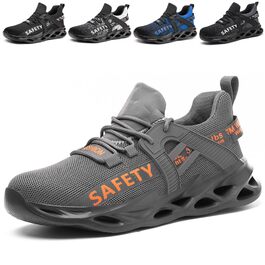 Черевики робочі чоловічі безпекові легкі зі сталевим носком, дихаючі, розміри 39-48 EU, 42 EU, темно-сірий