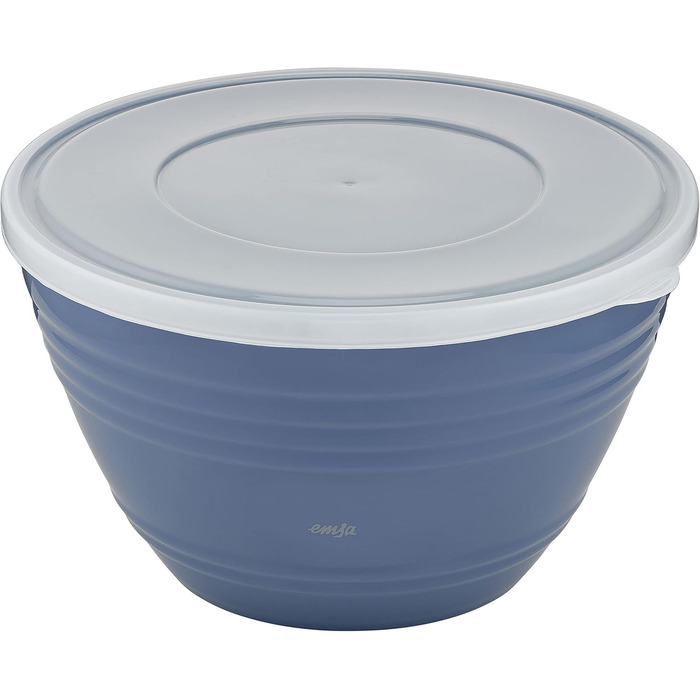 Emsa Prep&Bake Plastic Mixing Bowl 4.15 L, with a preserving lid for refrigerator storage, non-slip base, perfect stability when mixing, dishwasher-safe, stackable K32541
