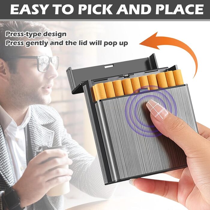 Металеве тютюнопакувальник для 40 сигарет, великий, з магнітною кришкою, чорний