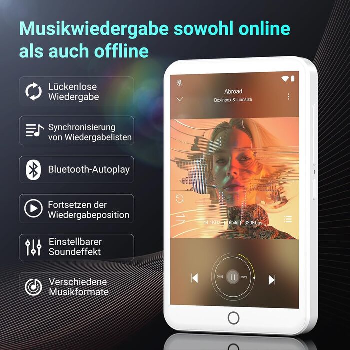 MP3 плеєр 96GB з Bluetooth, WiFi, Android 13, 4