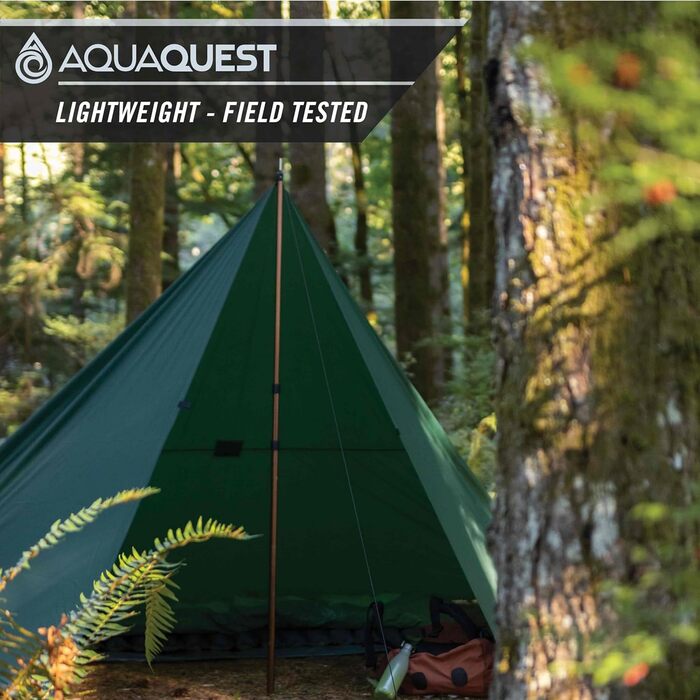 AquaQuest Safari Waterproof Tarp - Lightweight Sun & Rain Shelter for Camping, Hiking, Backpacking & Hammocks (3x2m, Green)