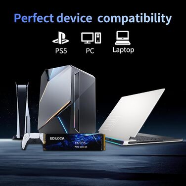 SSD NVMe M.2 PCIe Gen4 4TB з радіатором для PS5, ноутбука та ПК. Швидкість до 7400 МБ/с, 3D NAND TLC. Внутрішній SSD накопичувач