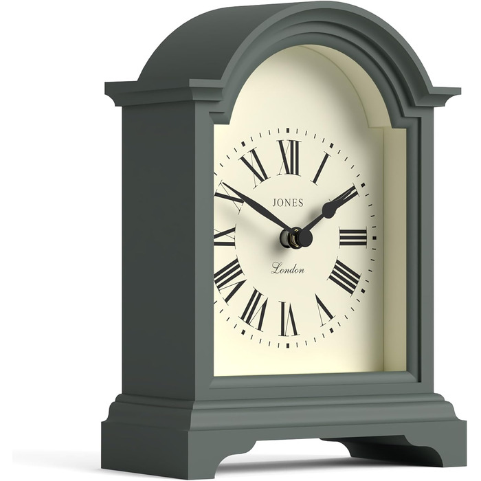 JONES CLOCKS® Bistro Table Clock | Classic Arch Design | White | Timeless style for desk, table, shelf or nightstand (Green)