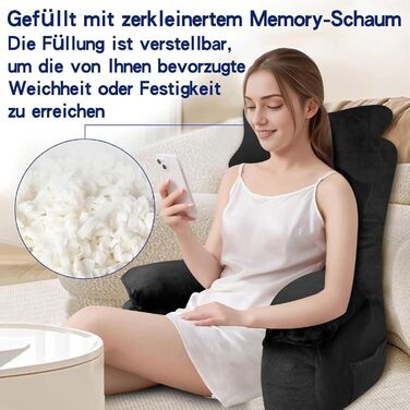 Підлогове крісло-подушка для читання, 65x30 см, чорний колір