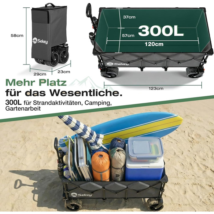 Бомбовоз Sekey XXXL, 300л, 200кг, для великих сімей, складний, антрацит