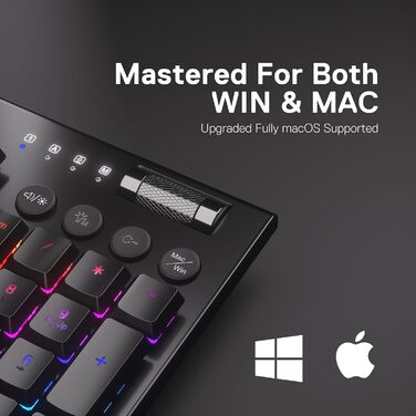 Redragon K618 Horus - Механічна ігрова клавіатура з RGB підсвічуванням, 3 режими підключення (BT/2.4GHz/кабель), плоскі клавіші, лінійні червоні перемикачі, медіа-керування
