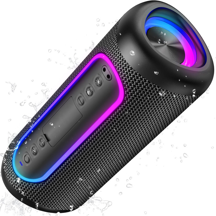 Портативна Bluetooth колонка UOHHBOE 30W з RGB підсвічуванням, TWS Stereo, 24 години роботи, IPX5 водонепроникність