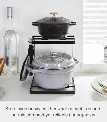 YAMAZAKI Pot Lid Holder, Steel, Black, One Size