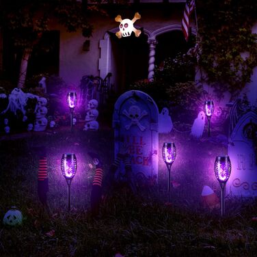 Geemoo Solar Garden Lights - 6 Pack, Realistic Flame Effect, IP65 Waterproof, Warm White