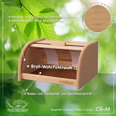 Бротоксина з бука, 32x25x16 см, з роликовим кришкою, ручна робота, натуральне дерево