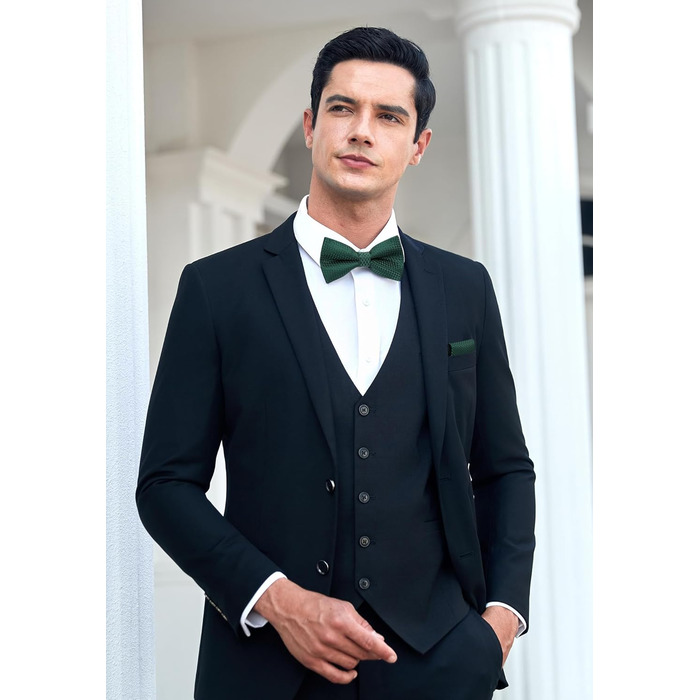 Метелик для чоловіків Enlision з кишеньковим хустинкою - Комплект краватка-метелик для чоловіків на весілля, готовий до зав'язування, костюм, краватка та хустинка з подарунковою коробкою (Зелений 2)