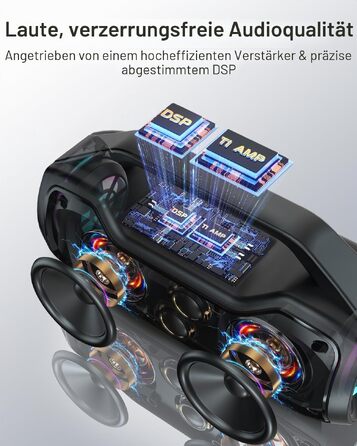 Bluetooth колонка портативна 120W з басами, водонепроникна IP65, підтримка DSP/TWS/AUX/TF/BT5.4, для вечірок та пляжу (Чорна)