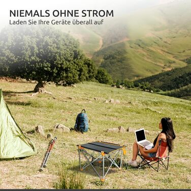 Сонячний складаний стіл з сонячною панеллю 33W та USB-зарядом для телефону | Легкий туристичний стіл для кемпінгу та відпочинку на природі