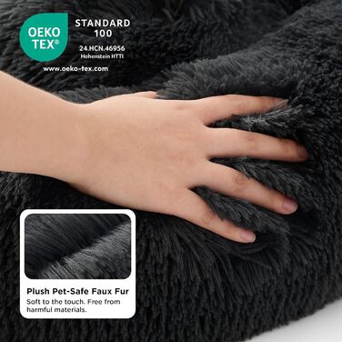 Кругле ліжко для котів та собак BEDSURE, Ø 50 см, плюшеве, кругле, темно-сіре. Підходить для котів та собак маленьких та середніх порід. Розміри: 50x50x13 см