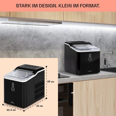Машина для приготування льоду Klarstein Eiswürfelmaschine Klein - 12 кг/24 год, LED-дисплей, портативна, з лопаткою, для вечірок (Чорний)