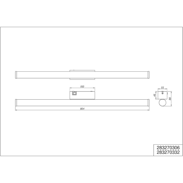 Lightling LED Wall Light, Bathroom Light, Mirror Light Leo, Protection Class IP44, in matte black metal, 80.4 x 5.5 x 8.5 cm