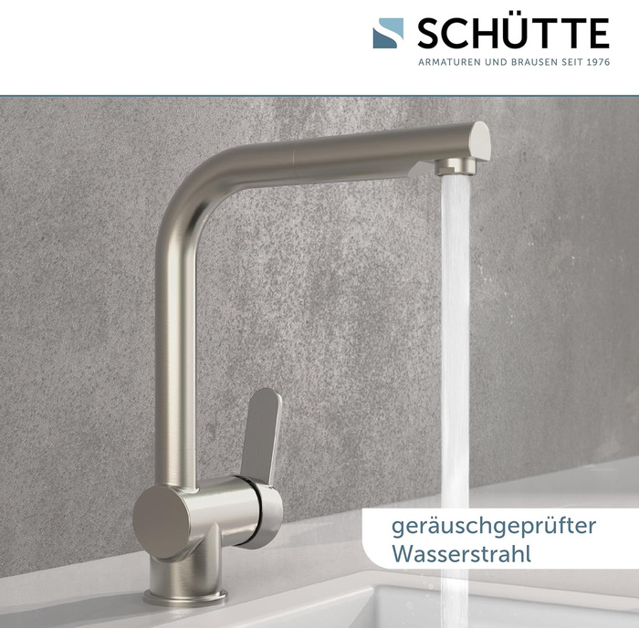 Кухонний змішувач SCHÜTTE LONDON з висувною лійкою, поворотний на 360°, з однорідним змішувачем, нержавіюча сталь, 29,8 см, високий тиск