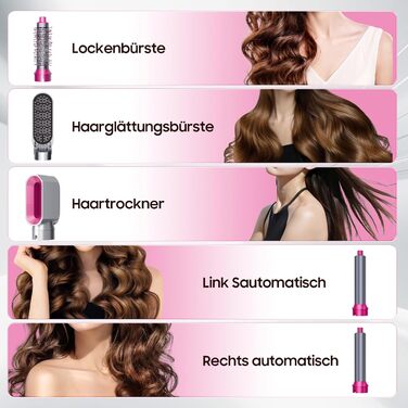 Набір для укладки волосся Airstyler 5 в 1: фен-щітка, термощітка, плойка для локонів, об'ємна щітка, для випрямлення, сушіння, створення об'єму та локонів (сірий)