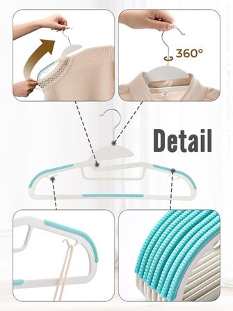 20 шт. Плечики для одягу HOUSE DAY з пластику, неслизькі, для вологого та сухого одягу, обертаються на 360°, міцні, економія місця