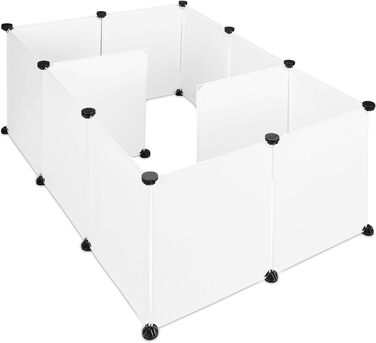 Вольєр для дрібних тварин Relaxdays, пластиковий, розширюваний, 92 x 110 x 110 см, білий (12 шт.)