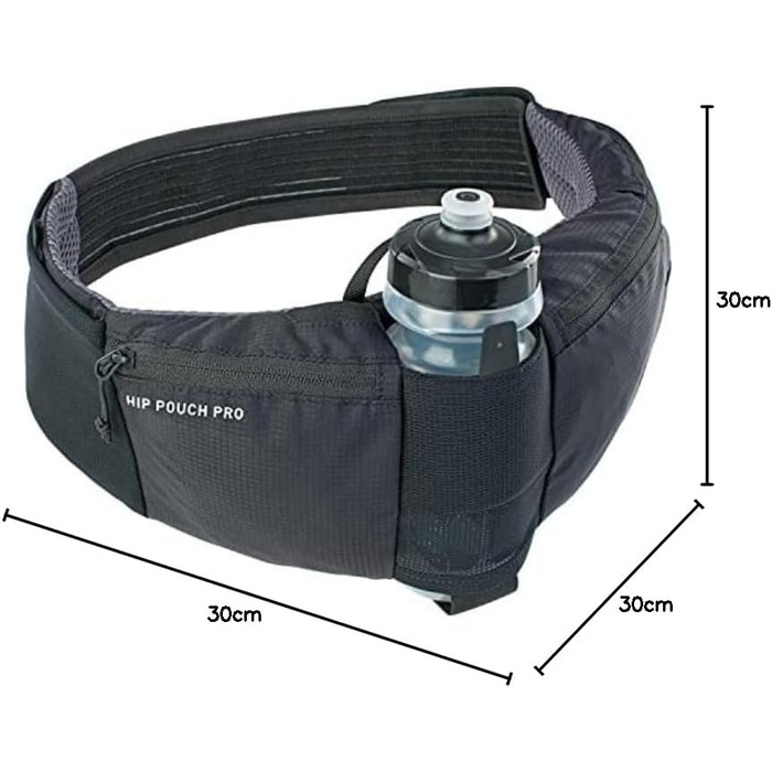 EVOC HIP POUCH PRO: Спортивна нагрудна сумка для велотуризму та трейлів (1,5л, з пляшкою 550мл, AIR PAD SYSTEM, 2 кишені) Чорний