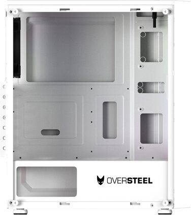 Oversteel Iridium - Комп'ютерний корпус для ігор, білий, з вентилятором A-RGB 120мм, сумісний з ATX/Micro ATX/ITX, сітчаста передня панель, 2 фільтри пилу, загартоване скло, USB 3.0
