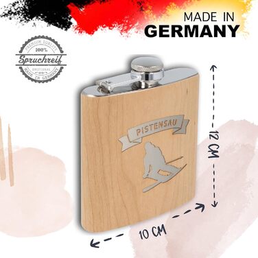 Фляга з нержавіючої сталі з гравіюванням 'Пістензау' - Оригінальний подарунок для любителів лиж та сноуборду | Ідеально для афтескі та зимових пригод