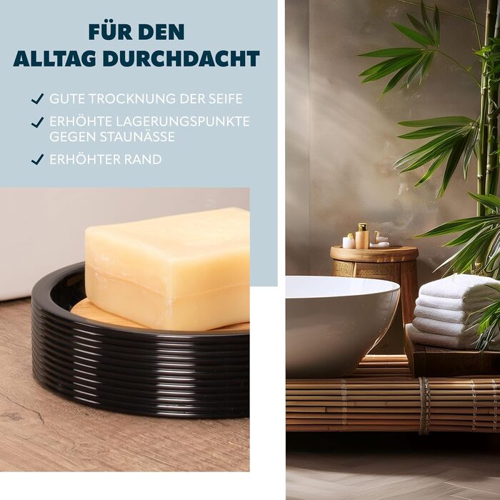 Підставка для мила Bremermann Segno з бамбука та пластику (чорна)