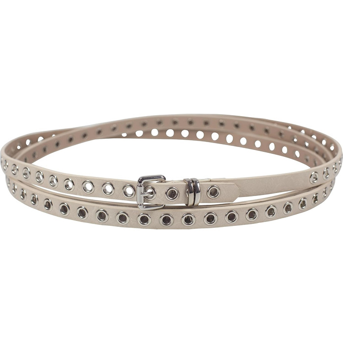 Жіночий пояс-скрутка з декоративними пірсингом та срібною застібкою, ширина 1,5 см (натуральний матеріал)