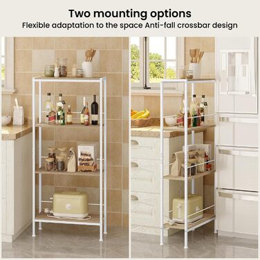 WOLTU 4-Tier Corner Shelf - White Oak & White Finish