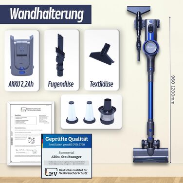 Акумуляторний пилосос VARIO150 | 3-в-1 | Потужний турбопилосос з 45 хв роботи та швидкою зарядкою | для 300 м² | Килим, тверді підлоги, шерсть тварин | LED пилосос-трійка | Бездротовий