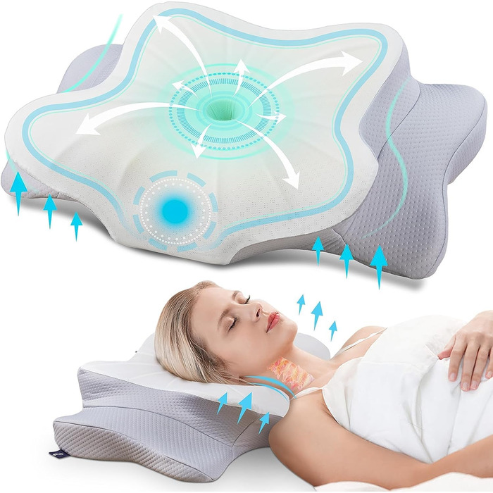 DONAMA Memory Foam Pillow Head Pillow Neck Pillow Ergonomic Side Sleeper Pillow for Side, Back & Stomach Sleepers