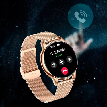 Смарт-годинник Emavo для жінок, золотий, у комплекті з 5 ремінцями