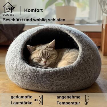 Кігтечка-будиночок для котів XL з ромні вовни - м'яке та комфортне ліжко для котів, 3 кольори, сірий