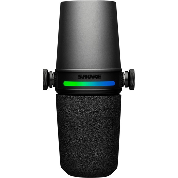 Мікрофон Shure MV7+ для подкастів, стрімінгу та запису – білий. USB/XLR, LED-сенсор, автоматичне регулювання рівня, цифровий поп-фільтр, ефекти реверберації.