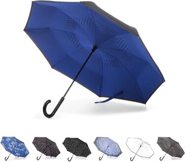 Складаний парасолька Inbrella Reverse-Close Royal/Black – чорний, з королівським дизайном