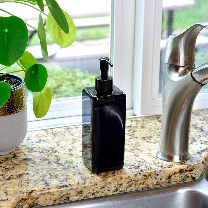 Набір Youngever 5 шт. по 500 мл: флакони-помпи для шампуню, мила, лосьйонів. Набір багаторазових пластикових дозаторів для кухні та ванної кімнати (чорний)