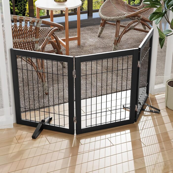 Бамбуковий захисний забір для тварин Semiocthome (2 панелі, 61 см), для дому, для собак та котів, безпечний, чорний