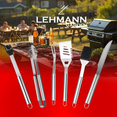 Набір гриль-посуду Lehmann LGAGA-YAN006 у металевому кейсі, 26 предметів, нержавіюча сталь, аксесуари для барбекю, преміум-якість, подарунок для чоловіків