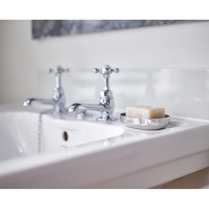 Joseph Joseph EasyStore - Luxury Quick Drain Soap Dish Holder made of Stainless Steel with Drip Tray - Steel